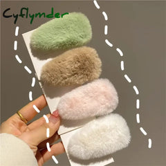 Cyflymder Winter Plush Cute Hair Clip Grasping Lamb Children’s Broken Hair Pin Clip Headwear Hair Accessories for Girls