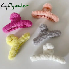 Cyflymder Winter Plush Hair Claw Clip Faux Fur Elegant Acrylic Hairpins Women Hair Clip Barrette Crab Headwear Girls