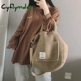 Cyflymder Winter Portable Shoulder Bag Plush Handbags Fashion Women Large Capacity Street Totes
