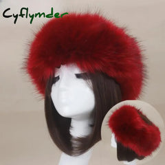 Cyflymder Winter Thick Furry Hairband Fluffy Russian Faux Fur Women Girl Fur Headband Hat Winter Outdoor Earwarmer Ski