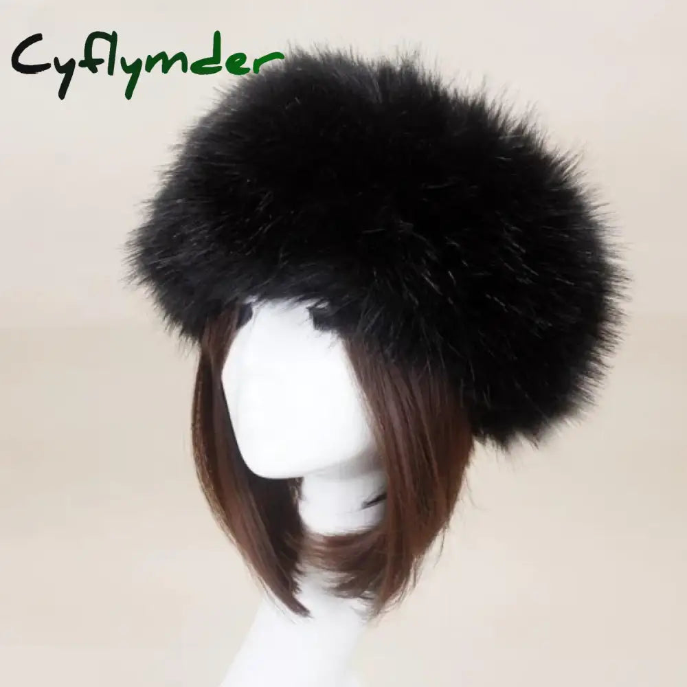 Cyflymder Winter Thick Furry Hairband Fluffy Russian Faux Fur Women Girl Fur Headband Hat Winter Outdoor Earwarmer Ski
