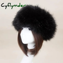 Cyflymder Winter Thick Furry Hairband Fluffy Russian Faux Fur Women Girl Fur Headband Hat Winter Outdoor Earwarmer Ski
