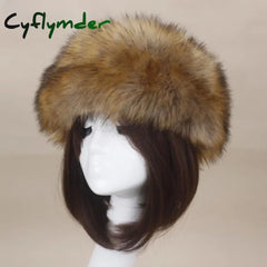 Cyflymder Winter Thick Furry Hairband Fluffy Russian Faux Fur Women Girl Fur Headband Hat Winter Outdoor Earwarmer Ski
