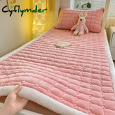Cyflymder Winter Warm Velvet Mattress Toppers Dormitory Bedspread Fold Tatami Thin Mat Non-slip Mattress Cover Queen