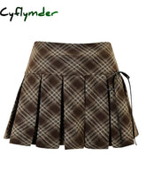 Cyflymder Winter Women Preppy Vintage Mini A-line Pleated Micro Plaid Skirt Gyaru 2000s Aesthetic Y2k Streetwear Grunge