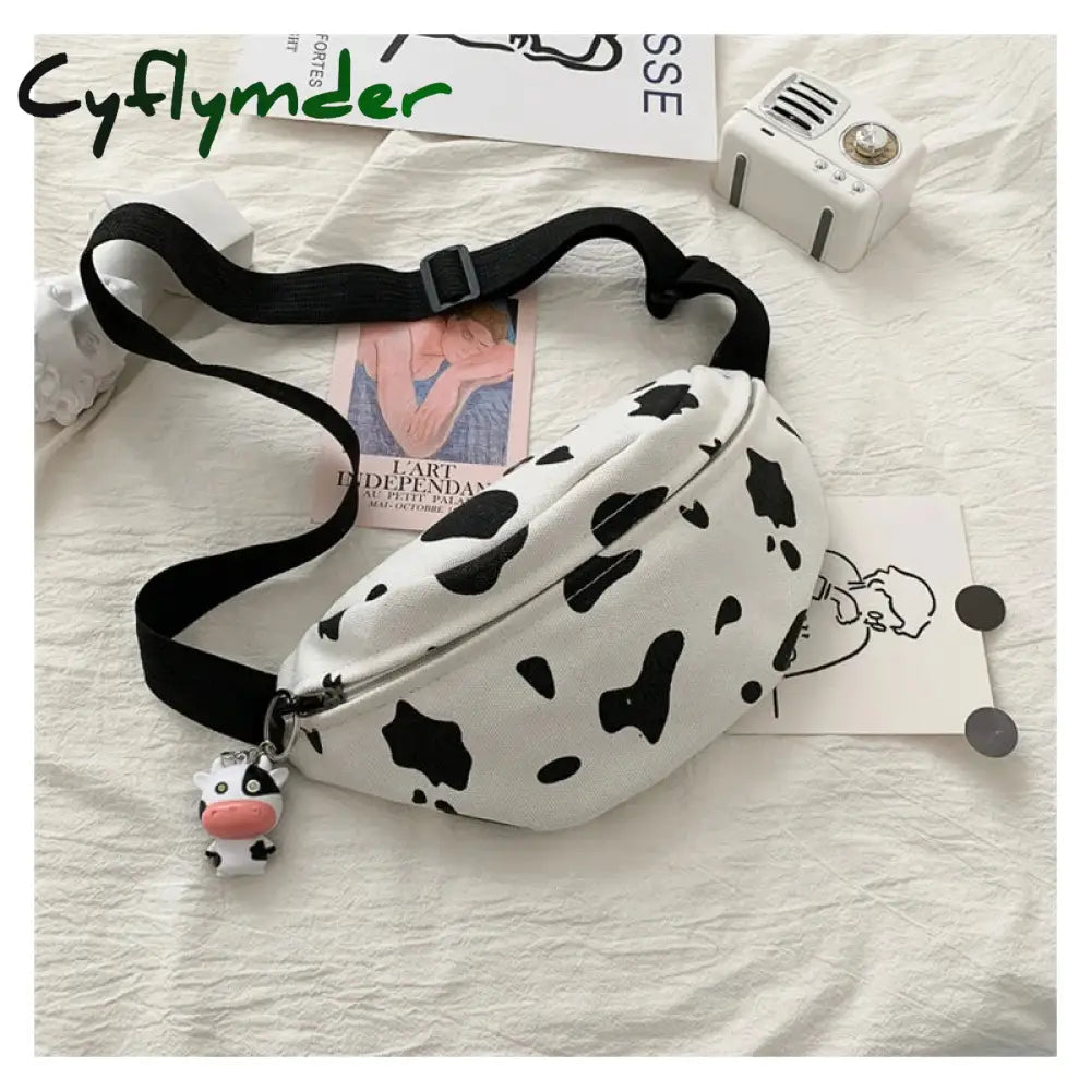 Cyflymder Woman Chest Bag Korea Ins Cow Canvas Small Messenger Japanese Harajuku Style Wild Girl