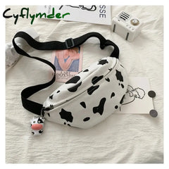 Cyflymder Woman Chest Bag Korea Ins Cow Canvas Small Messenger Japanese Harajuku Style Wild Girl