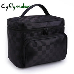 Cyflymder Woman Cosmetic Bags Striped Pattern Organizer Makeup Bag Travel Toiletry Large Capacity