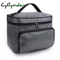 Cyflymder Woman Cosmetic Bags Striped Pattern Organizer Makeup Bag Travel Toiletry Large Capacity