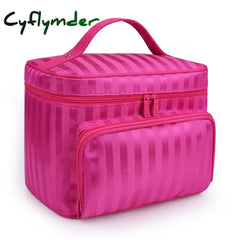 Cyflymder Woman Cosmetic Bags Striped Pattern Organizer Makeup Bag Travel Toiletry Large Capacity