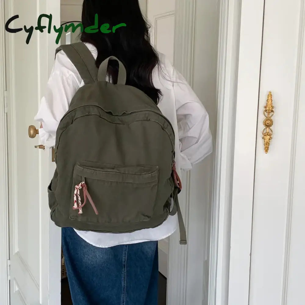 Cyflymder Women Backpack Casual Canvas Zipper Hiking Outdoor Sport School For Large Capacity Travel