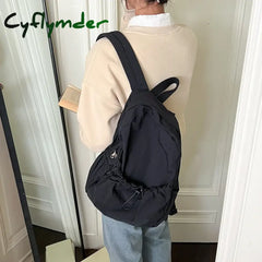 Cyflymder Women Backpack Lightweight Nylon Fabric Feminina Ruched Drawstring Girl Aesthetic Blue