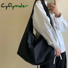 Cyflymder Women Bag New Nylon Bucket Fashion Solid Zipper Soft Shoulder Purses And Handbags Luxury