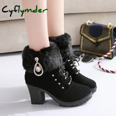 Cyflymder Women Boots Winter Designer High Heels Shoes for Women New Short Plush High Platform Ankle Boots Elegant