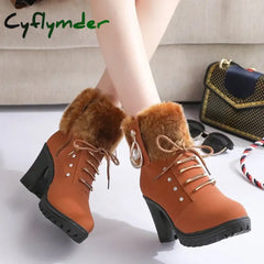 Cyflymder Women Boots Winter Designer High Heels Shoes for Women New Short Plush High Platform Ankle Boots Elegant