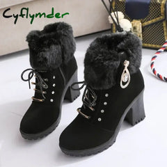 Cyflymder Women Boots Winter Designer High Heels Shoes for Women New Short Plush High Platform Ankle Boots Elegant