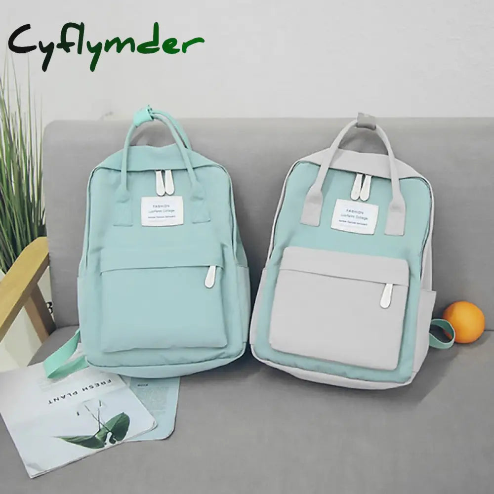 Cyflymder Women Canvas Backpacks Candy Color Waterproof School Bags For Teenagers Girls Big Cute
