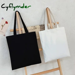 Cyflymder Women Canvas Bag Fashion Blank Shopping Outerdoor Casual Shopperbag Girl Student Handbag