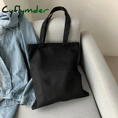 Cyflymder Women Canvas Bag Fashion Blank Shopping Outerdoor Casual Shopperbag Girl Student Handbag