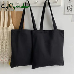 Cyflymder Women Canvas Bag Fashion Blank Shopping Outerdoor Casual Shopperbag Girl Student Handbag