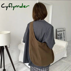 Cyflymder Women Canvas Crossbody Bag Oblique Cross Single Backpack Large Capacity Shoulder Retro