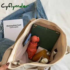 Cyflymder Women Canvas Shoulder Bag Gothic Tote High Quality Ladies Casual Handbag Large Capacity