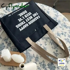 Cyflymder Women Canvas Shoulder Bag Gothic Tote High Quality Ladies Casual Handbag Large Capacity