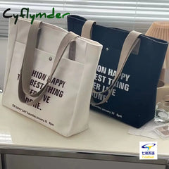 Cyflymder Women Canvas Shoulder Bag Gothic Tote High Quality Ladies Casual Handbag Large Capacity