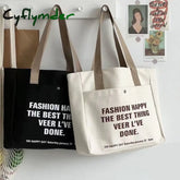Cyflymder Women Canvas Shoulder Bag Gothic Tote High Quality Ladies Casual Handbag Large Capacity
