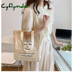 Cyflymder Women Canvas Shoulder Bag Jungle Book Printing Ladies Casual Handbag Tote Large Capacity
