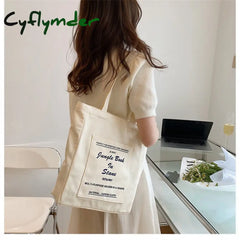Cyflymder Women Canvas Shoulder Bag Jungle Book Printing Ladies Casual Handbag Tote Large Capacity