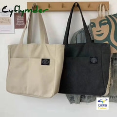 Cyflymder Women Canvas Tote Bag Solid Color Designer Ladies Casual Handbag Shoulder Large Capacity