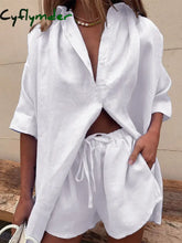 Women Casual Two Piece Outfits Short Sleeve Button Down Oversized Shirts and Drawstring Shorts Sets Summer Loungewear Streetwear