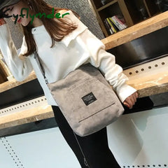 Cyflymder Women Corduroy Shopping Bags Reusable Tote Ladies Casual Shoulder Bag Foldable Beach