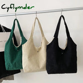 Cyflymder Women Corduroy Shoulder Bag Medium Cotton Canvas Handbag Casual Tote Female Eco Crossbody