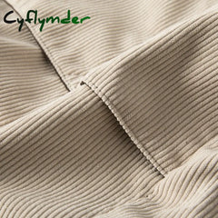 Cyflymder Women Corduroy Shoulder Bag Zipper Large Capacity Simple Canvas Purse Messenger Bags
