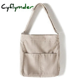 Cyflymder Women Corduroy Shoulder Bag Zipper Large Capacity Simple Canvas Purse Messenger Bags