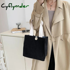 Cyflymder Women Corduroy Small Tote Female Casual Shoulder Bag Lady Daily Handbag Shopping Purse