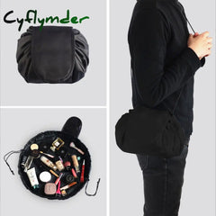 Cyflymder Women Drawstring Cosmetic Bag Organizer Travel Toiletry Storage Shoulder Makeup Pouch