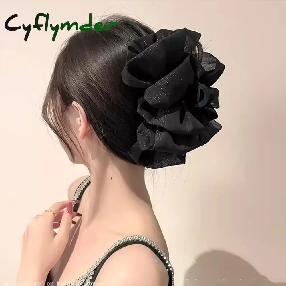Women Elegant Three Layers Large Chiffon Bow Hair Claw Sweet Hair Decorate Headband Hair Claw Clip Fashion Hair Accessories