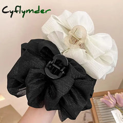 Cyflymder Women Elegant Three Layers Large Chiffon Bow Hair Claw Sweet Decorate Headband Clip