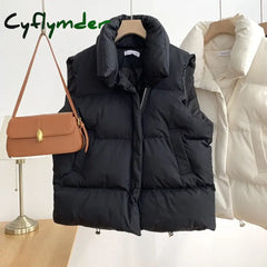 Cyflymder Women Fashion Autumn New Stand Collar Elegant Down Coats Warm Outerwear Casual Belt