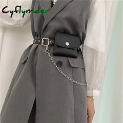 Cyflymder Women Fashion Waist Pack Pu Fanny Simple Women’s Gift Belt Bag Phone Chain Bags For