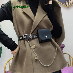 Cyflymder Women Fashion Waist Pack Pu Fanny Simple Women’s Gift Belt Bag Phone Chain Bags For