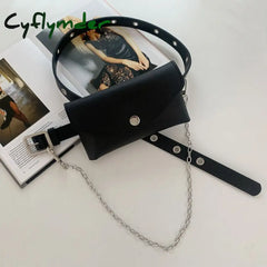 Cyflymder Women Fashion Waist Pack Pu Fanny Simple Women’s Gift Belt Bag Phone Chain Bags For