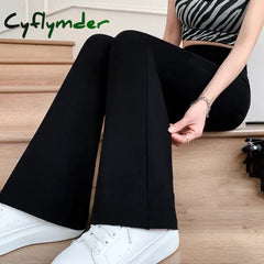Cyflymder Women Flare Pants Slim High Waist Solid Sexy Shark Fashion Casual Streetwear Elastic Butt