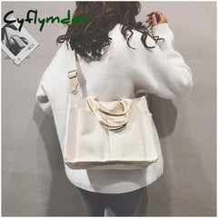 Cyflymder Women Handbag Korean School Simple Solid Color Casual Canvas Messenger Shoulder Bag Hot