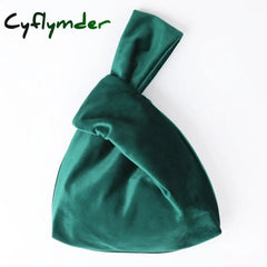 Cyflymder Women Handbag Totes Silk Satin Vintage Velvet All Match Tote Luxury Bags Travel Green