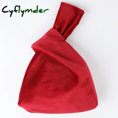 Cyflymder Women Handbag Totes Silk Satin Vintage Velvet All Match Tote Luxury Bags Travel Red