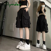 Women High Waist Cargo Shorts American Style Streetwear Summer Wide Leg Pants Fashion Female Big Pocket Loose Shorts New